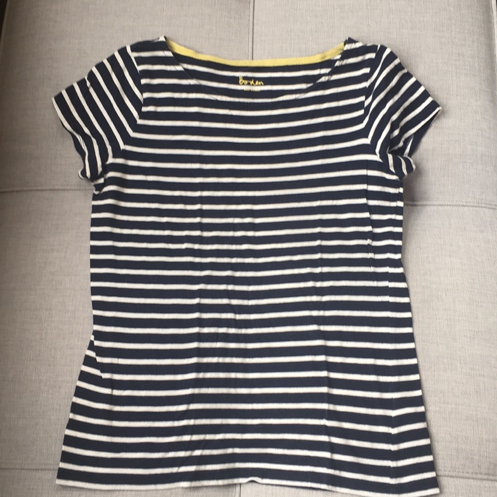 Navy and White stripe shirt Size 4